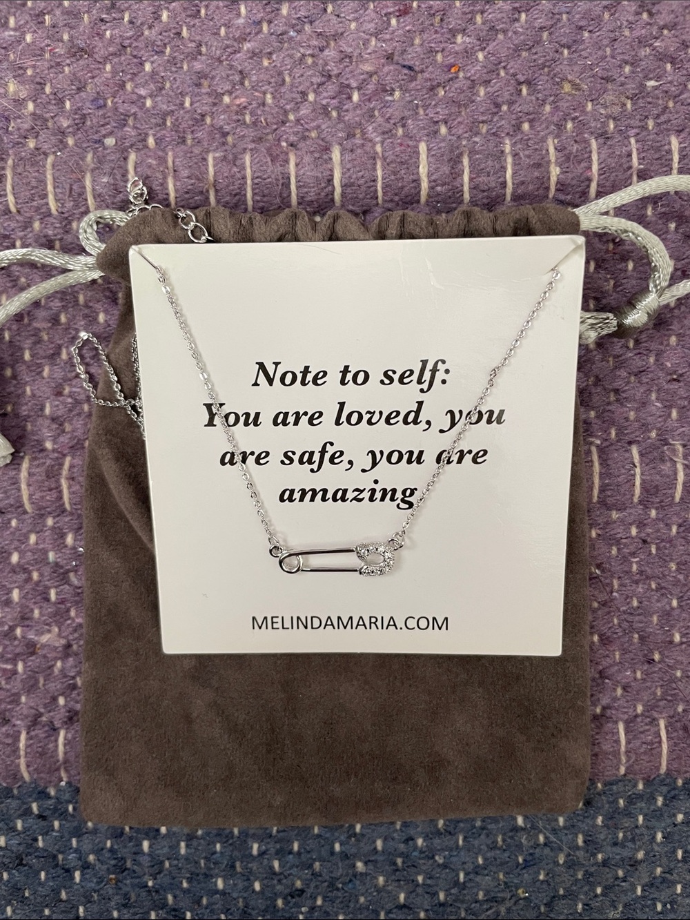 Melinda Maria Silver Safety Pin Pendant Necklace